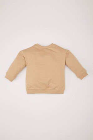 Erkek Bebek Bisiklet Yaka İçi Yumuşak Tüylü Basic Düz Sweatshirt