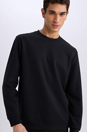 DeFacto Regular Fit Bisiklet Yaka Basic Düz Sweatshirt D7231AX25SPBK81