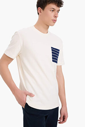 DeFacto %100 Pamuk Regular Fit Bisiklet Yaka Kısa Kollu Havlu Kumaş Tişört A8695AX25SMER140