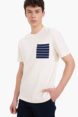 DeFacto %100 Pamuk Regular Fit Bisiklet Yaka Kısa Kollu Havlu Kumaş Tişört A8695AX25SMER140