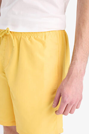 DeFacto Regular Fit Kısa Boy Cepli File Astarlı Beli Bağcıklı Düz Hafif Kumaş Deniz Şortu E5133AXNSYL190