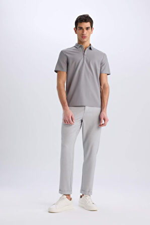 DeFacto Slim Fit Dar Kesim Polo Yaka Kısa Kollu Waffle Tişört E1209AX25SMGR265