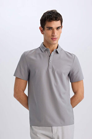 DeFacto Slim Fit Dar Kesim Polo Yaka Kısa Kollu Waffle Tişört E1209AX25SMGR265