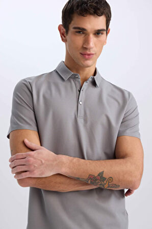 DeFacto Slim Fit Dar Kesim Polo Yaka Kısa Kollu Waffle Tişört E1209AX25SMGR265