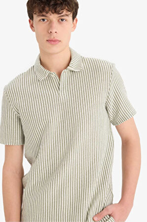DeFacto Regular Fit Polo Yaka Çizgili Kısa Kollu Tişört D7248AX25SPKH433