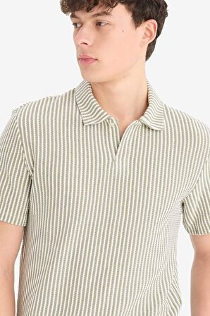 DeFacto Regular Fit Polo Yaka Çizgili Kısa Kollu Tişört D7248AX25SPKH433