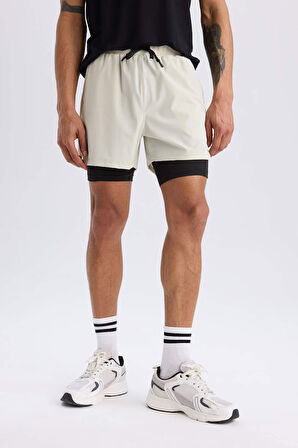 DeFactoFit Slim Fit Dar Kesim Sporcu Penye Taytlı Şort