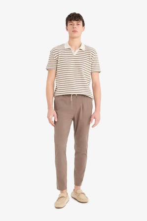 DeFacto Regular Fit Polo Yaka Çizgili Dokulu Kısa Kollu Tişört D7249AX25SPER85