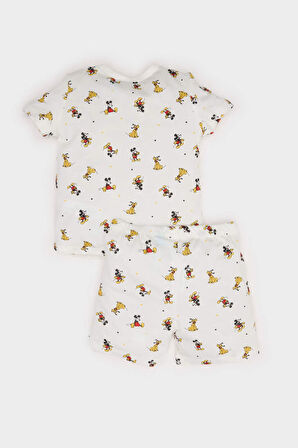 Erkek Bebek Disney Mickey & Minnie Kısa Kollu Penye 2'li Pijama Takımı