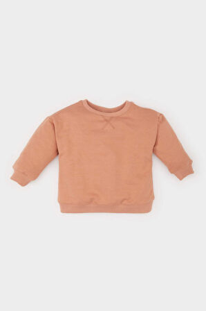 DeFacto Kız Bebek Bisiklet Yaka Basic Düz Sweatshirt E5338A524WNBN564