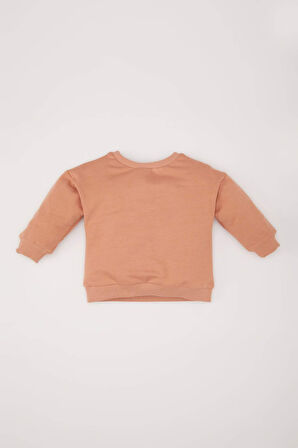 DeFacto Kız Bebek Bisiklet Yaka Basic Düz Sweatshirt E5338A524WNBN564
