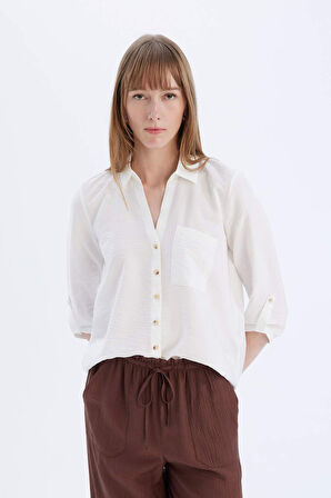 DeFacto Regular Fit Basic Düz Uzun Kollu Gömlek M9407AZ25SPWT16