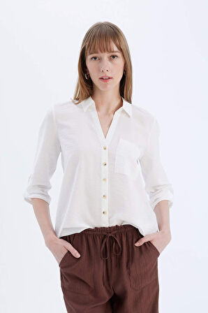 DeFacto Regular Fit Basic Düz Uzun Kollu Gömlek M9407AZ25SPWT16