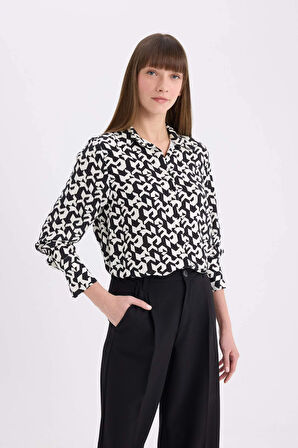 DeFacto Regular Fit Baskılı Uzun Kollu Gömlek I8266AZ25SPBK81