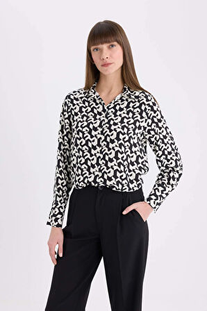 DeFacto Regular Fit Baskılı Uzun Kollu Gömlek I8266AZ25SPBK81