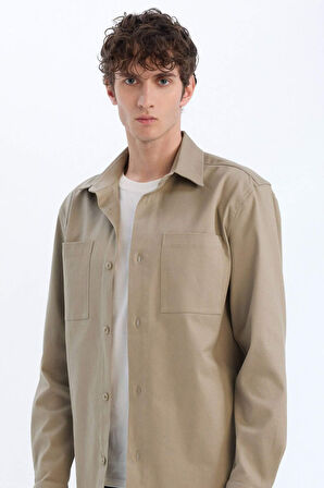 DeFacto Regular Fit Polo Yaka Gabardin Uzun Kollu Gömlek D6147AX25SPKH419