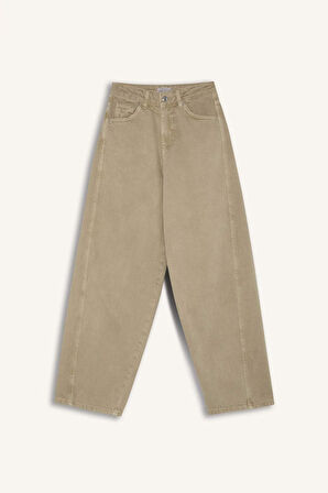 DeFacto x Afra Coool Baggy Fit Gabardin Pantolon Yıkamalı Normal Bel E4307AX25SPKH340