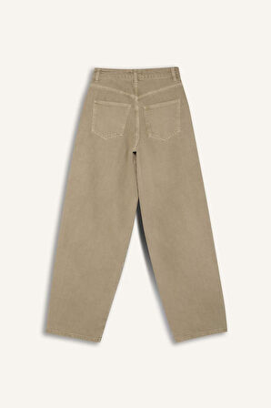 DeFacto x Afra Coool Baggy Fit Gabardin Pantolon Yıkamalı Normal Bel E4307AX25SPKH340
