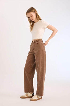 DeFacto x Afra Coool Baggy Fit Gabardin Pantolon Yıkamalı Cepli Normal Bel E4307AX25SPBN470