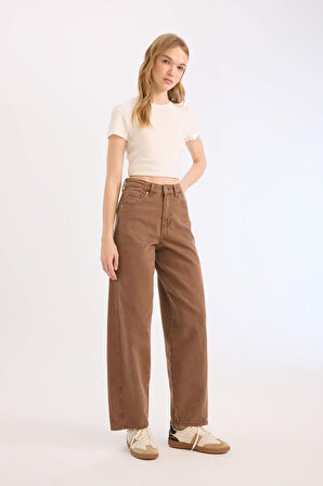 DeFacto x Afra Coool Baggy Fit Gabardin Pantolon Yıkamalı Cepli Normal Bel E4307AX25SPBN470