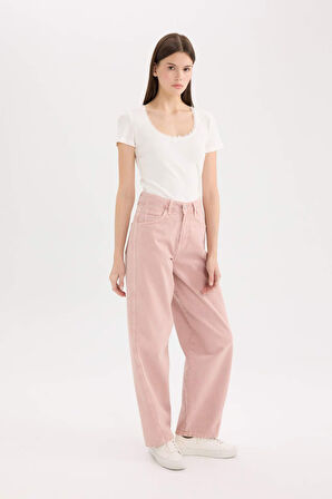 DeFacto x Afra Coool Baggy Fit Gabardin Pantolon Yıkamalı Normal Bel E4307AX25SPPN81