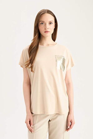 DeFacto Bisiklet Yaka Baskılı Kısa Kollu Tişört D8928AX25SPBG155