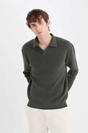 DeFacto Standart Fit Polo Yaka Triko Kazak E5220AX24WNKH431