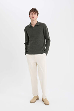 DeFacto Standart Fit Polo Yaka Triko Kazak E5220AX24WNKH431