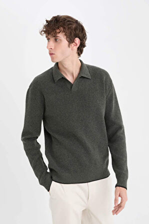 DeFacto Standart Fit Polo Yaka Triko Kazak E5220AX24WNKH431