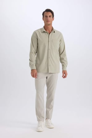 Regular Fit Polo Yaka Uzun Kollu Gömlek