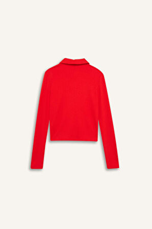 DeFacto Slim Fit Dar Kesim Polo Yaka Fitilli Kaşkorse Uzun Kollu Tişört D8720AX24AURD272