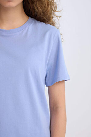 Regular Fit Bisiklet Yaka Basic Düz  Kısa Kollu Tişört