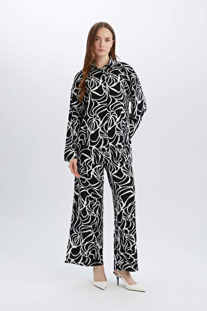 Regular Fit Desenli Bürümcük Pantolon