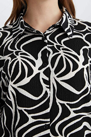 Regular Fit Desenli Bürümcük Uzun Kollu Gömlek