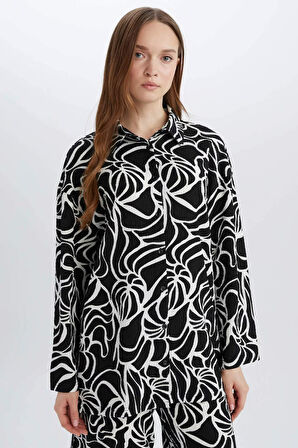 Regular Fit Desenli Bürümcük Uzun Kollu Gömlek