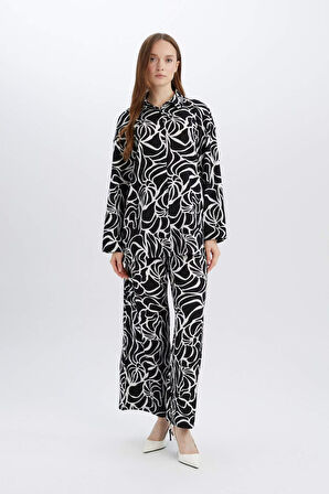 Regular Fit Desenli Bürümcük Uzun Kollu Gömlek