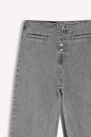 DeFacto 90's Wide Leg Geniş Kalıp Yüksek Bel Geniş Paça Uzun Jean Yıkamalı Pantolon D4323AX24AUNM55
