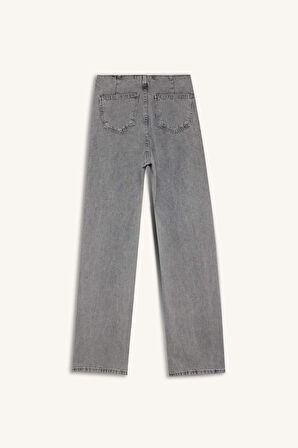DeFacto 90's Wide Leg Geniş Kalıp Yüksek Bel Geniş Paça Uzun Jean Yıkamalı Pantolon D4323AX24AUNM55