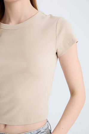 DeFacto Coool Fitted Fitilli Kaşkorse Basic Düz Kısa Kollu Tişört E0287AX25SMBG735