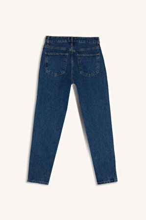 Lina Comfort Mom Fit Rahat Kalıp Yüksek Bel Bilek Boy Jean Yıkamalı Pantolon