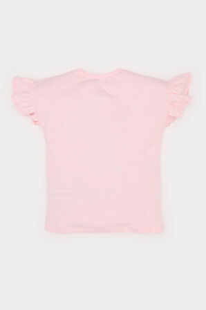 Kız Bebek Regular Fit Bisiklet Yaka Çiçekli Kısa Kollu Tişört