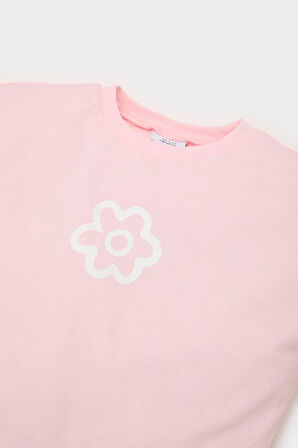 DeFacto Kız Bebek Bisiklet Yaka Çiçekli Kısa Kollu Tişört Z9212A225SMPN99