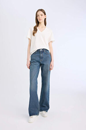 DeFacto Regular Fit V Yaka Basic Düz Kısa Kollu Tişört D9593AX25SMWT34