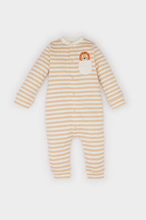 DeFacto Erkek Bebek Yenidoğan Çizgili Fitilli Kaşkorse Uzun Kollu Tulum D8709A525SPBG384