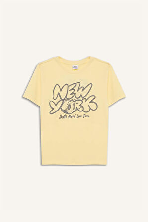 DeFacto Erkek Çocuk Bisiklet Yaka Baskılı Kısa Kollu Tişört E0077A825SMYL487