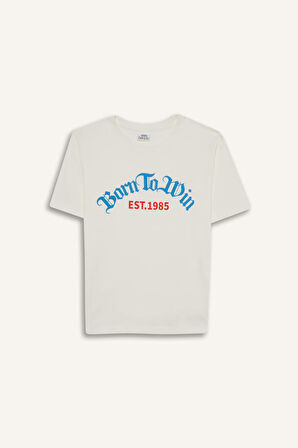 DeFacto Erkek Çocuk Bisiklet Yaka Baskılı Kısa Kollu Tişört E0082A825SMWT46