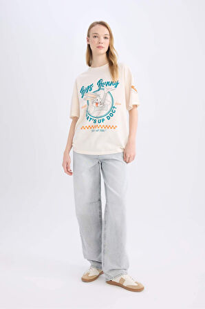 DeFacto Coool Looney Tunes Oversize Geniş Kalıp Bisiklet Yaka Kısa Kollu Tişört D9110AX25SMER118