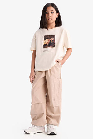 DeFacto Kız Çocuk Paraşüt Kargo Jogger Paça Pamuklu Pantolon D7607A825SMBG775