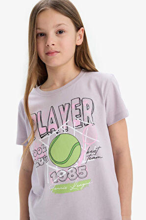 DeFacto Kız Çocuk Bisiklet Yaka Anime Baskılı Kısa Kollu Tişört E0351A825SMPR306