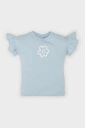 DeFacto Kız Bebek Bisiklet Yaka Çiçekli Kısa Kollu Tişört Z9212A225SMBE343